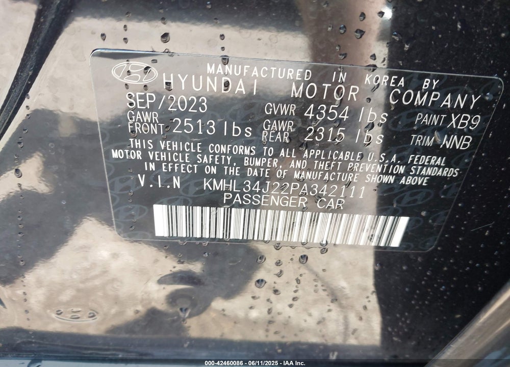2023 HYUNDAI SONATA VIN: KMHL34J22PA342111