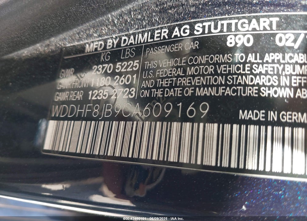 2012 MERCEDES-BENZ E 350 VIN: WDDHF8JB9CA609169
