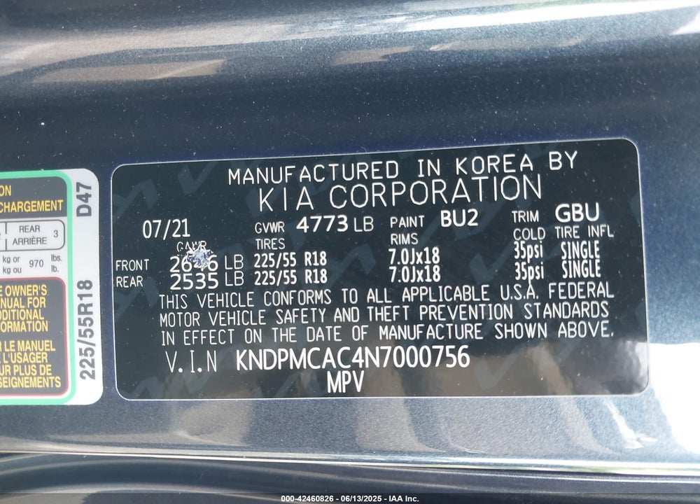 2022 KIA SPORTAGE VIN: KNDPMCAC4N7000756