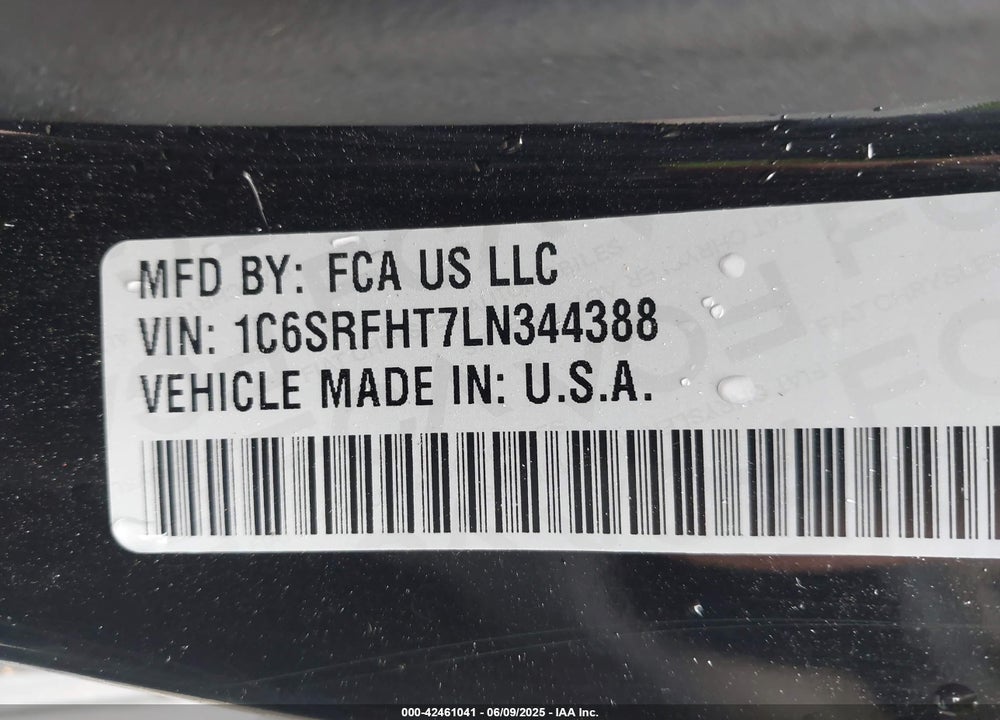 2020 RAM 1500 VIN: 1C6SRFHT7LN344388