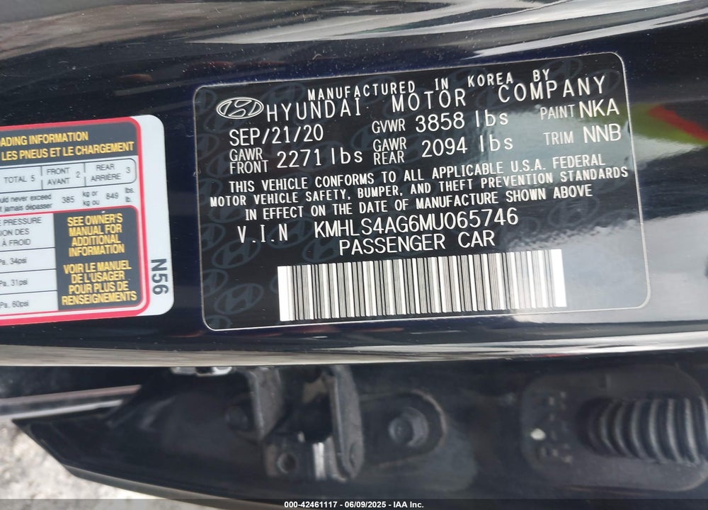 2021 HYUNDAI ELANTRA VIN: KMHLS4AG6MU065746