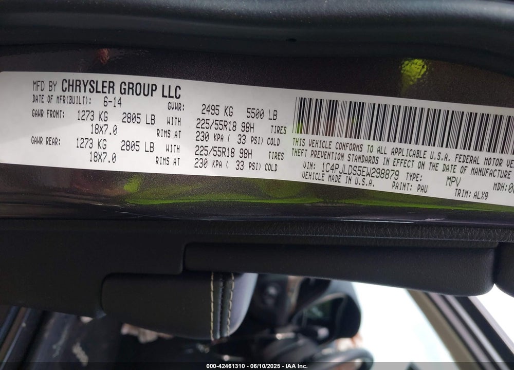 2014 JEEP CHEROKEE LIMITED VIN: 1C4PJLDS5EW298879