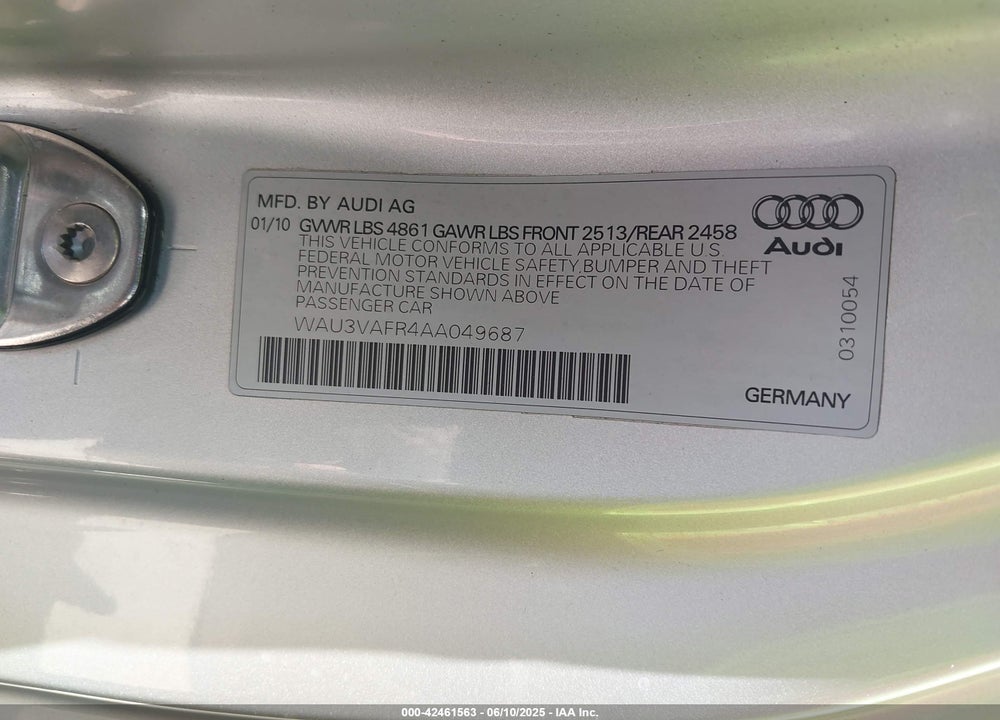 2010 AUDI S5 4.2 PREMIUM PLUS VIN: WAU3VAFR4AA049687