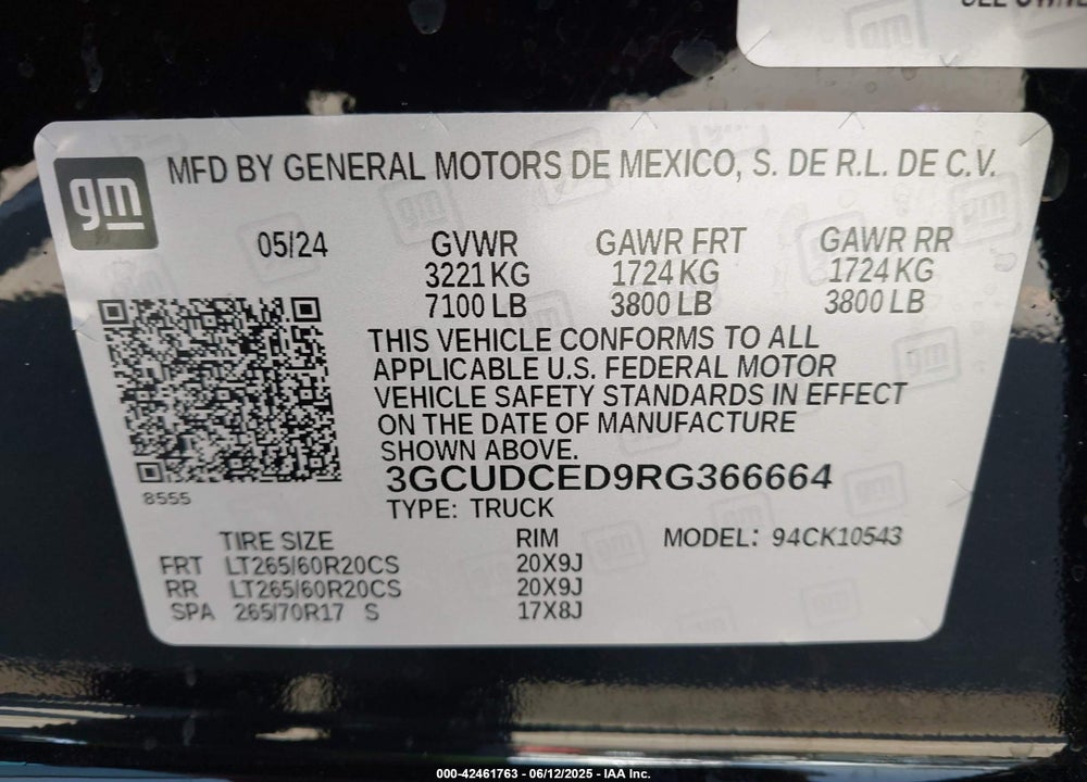 2024 CHEVROLET SILVERADO 1500 VIN: 3GCUDCED9RG366664