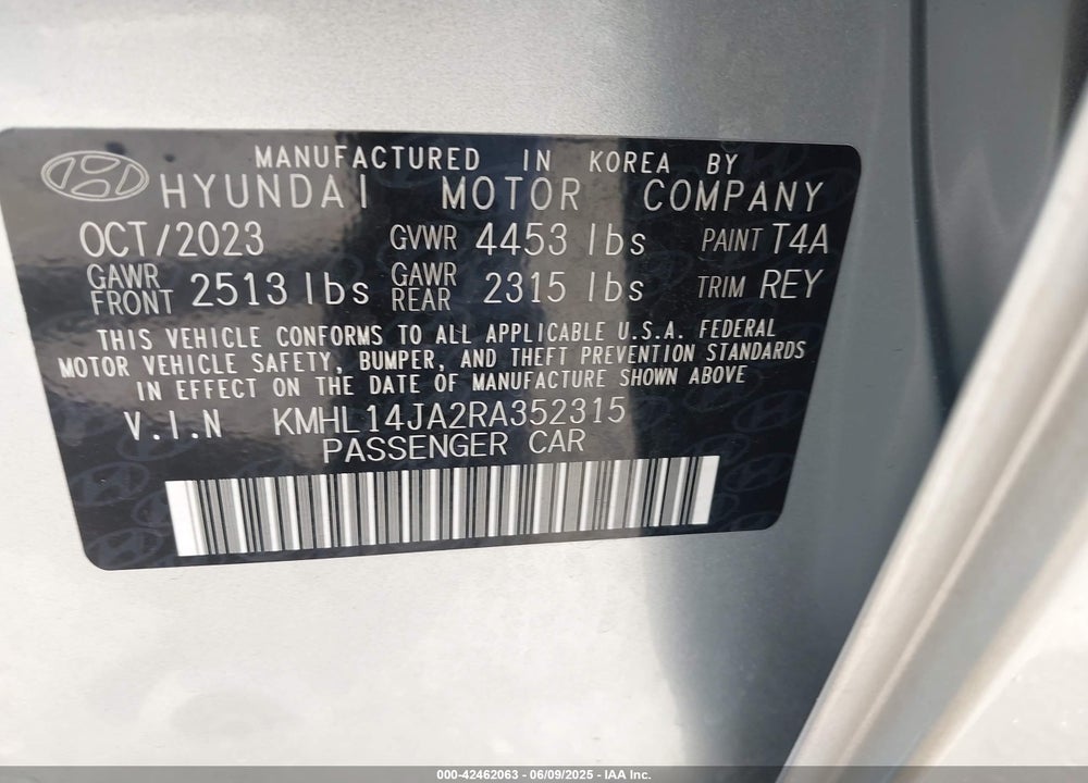 2024 HYUNDAI SONATA SEL VIN: KMHL14JA2RA352315
