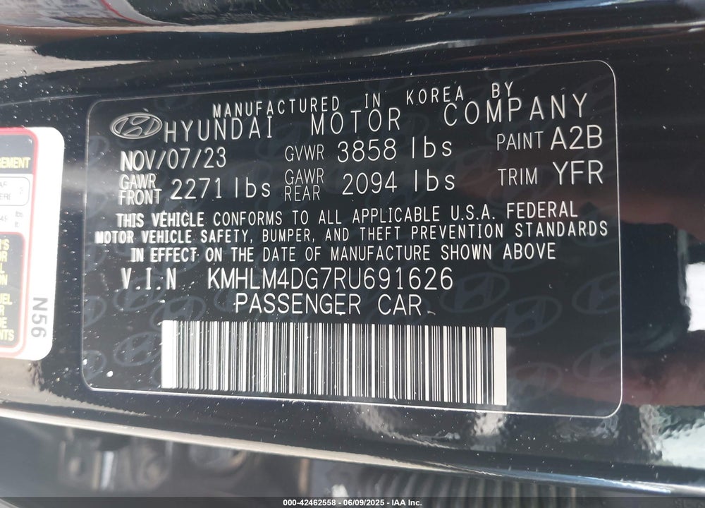 2024 HYUNDAI ELANTRA VIN: KMHLM4DG7RU691626