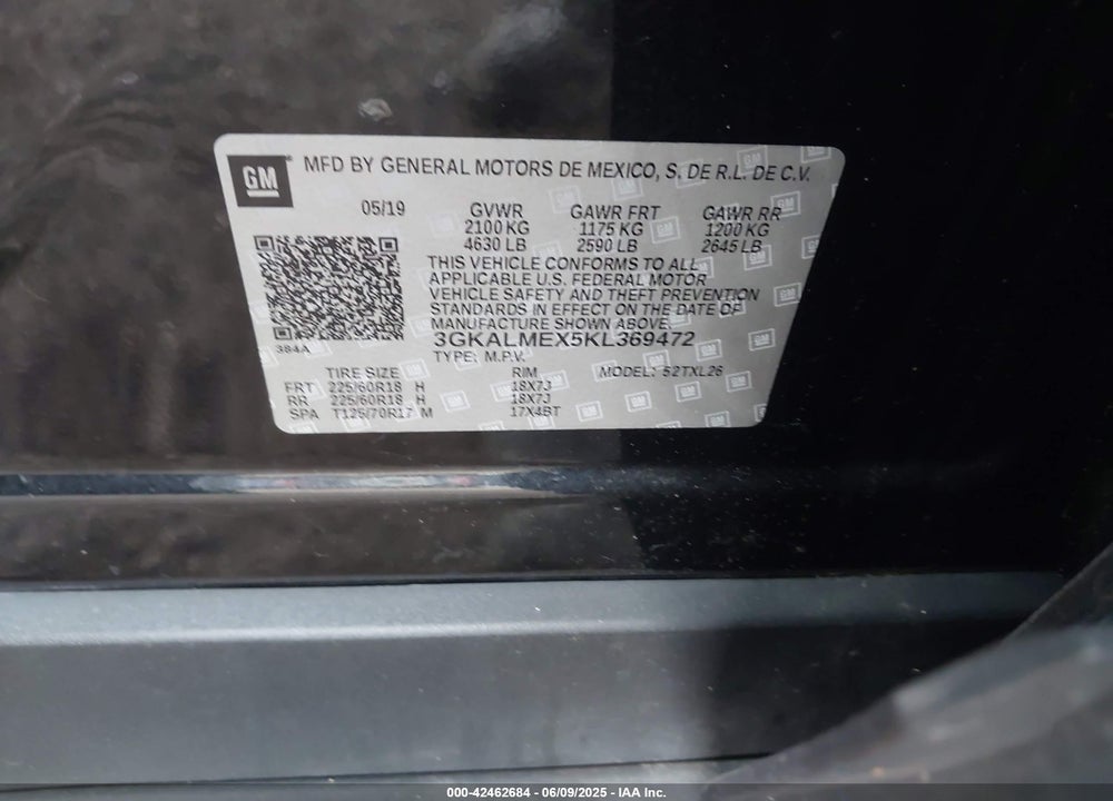 2019 GMC TERRAIN VIN: 3GKALMEX5KL369472