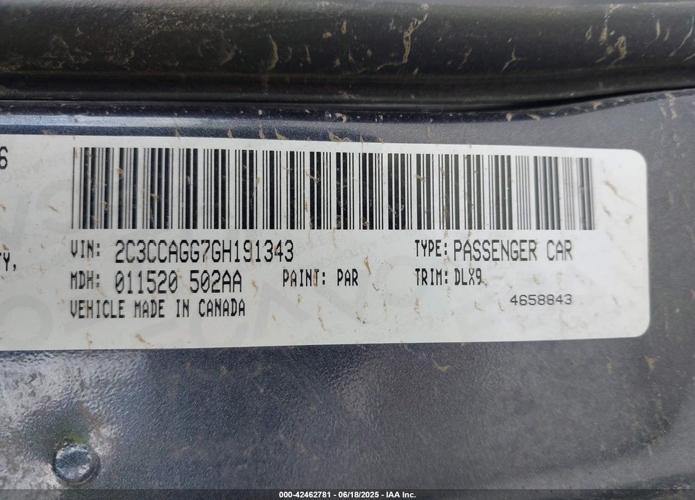 2016 CHRYSLER 300 VIN: 2C3CCAGG7GH191343