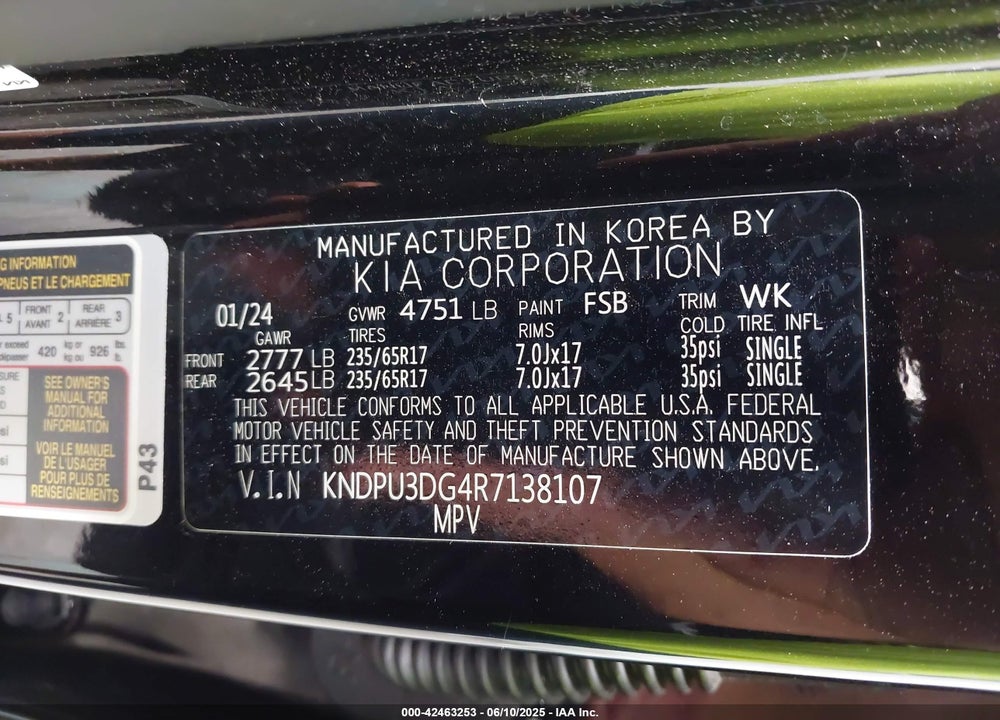 2024 KIA SPORTAGE HYBRID VIN: KNDPU3DG4R7138107