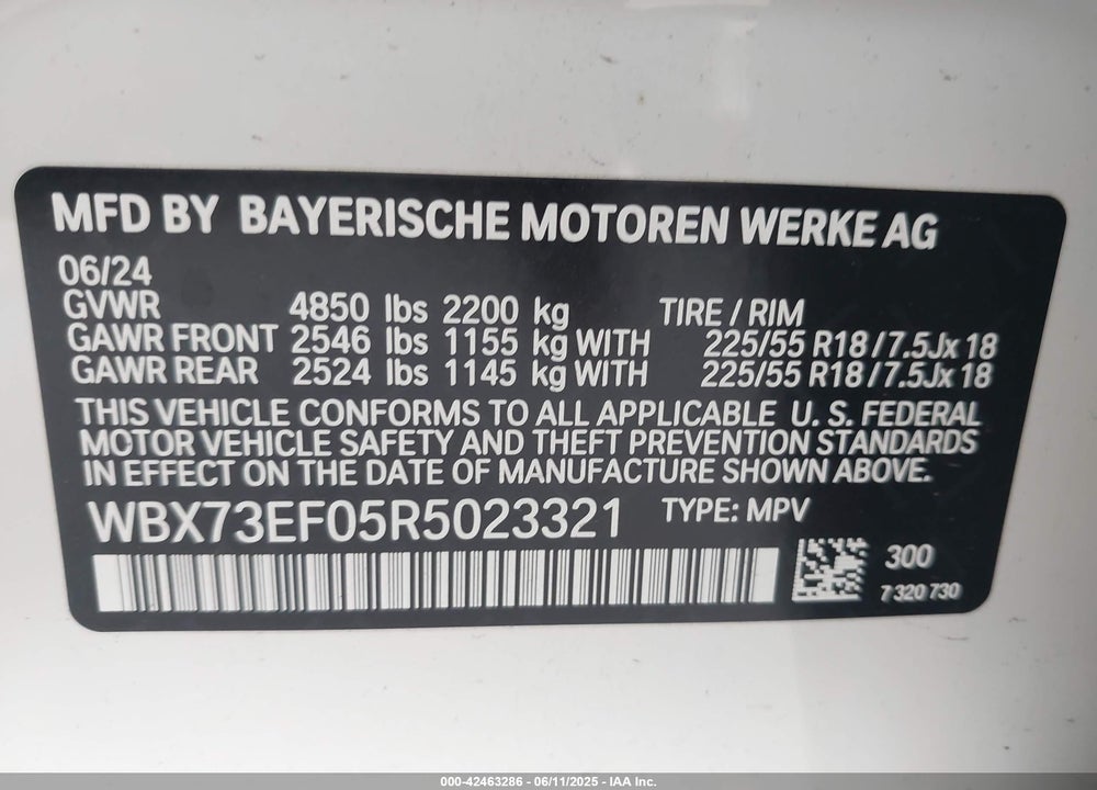 2024 BMW X1 VIN: WBX73EF05R5023321