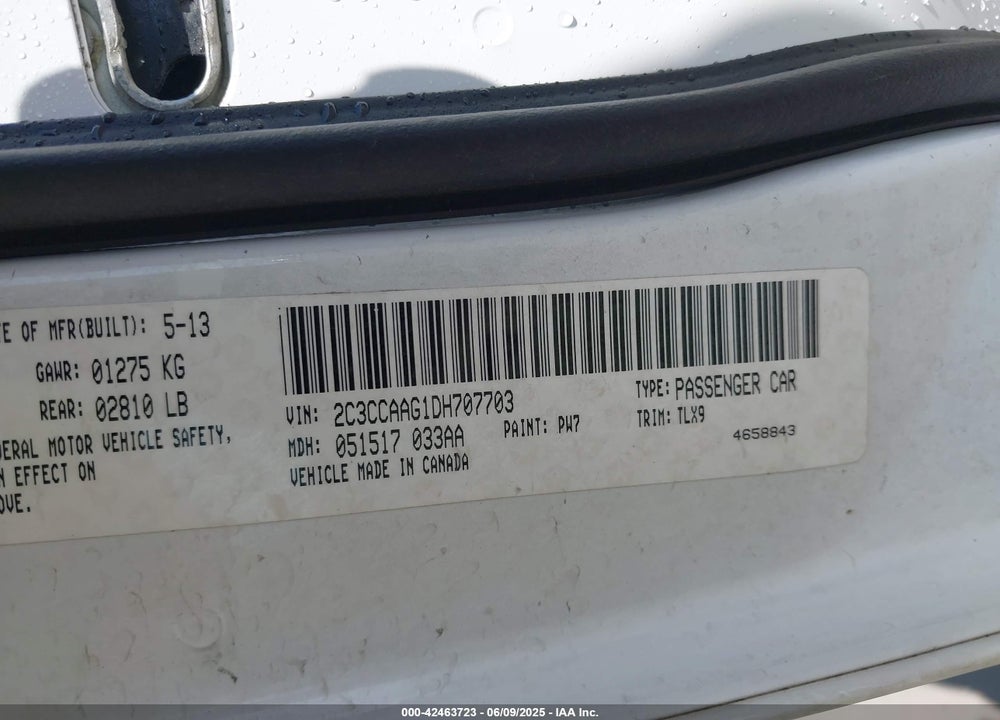 2013 CHRYSLER 300 VIN: 2C3CCAAG1DH707703