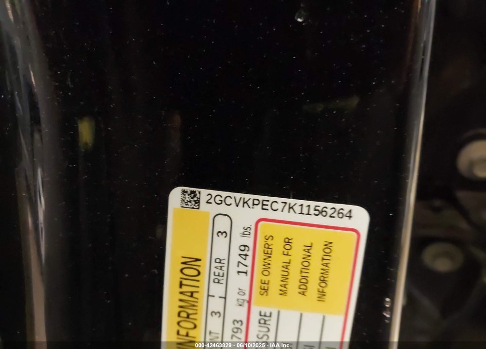 2019 CHEVROLET SILVERADO 1500 LD VIN: 2GCVKPEC7K1156264