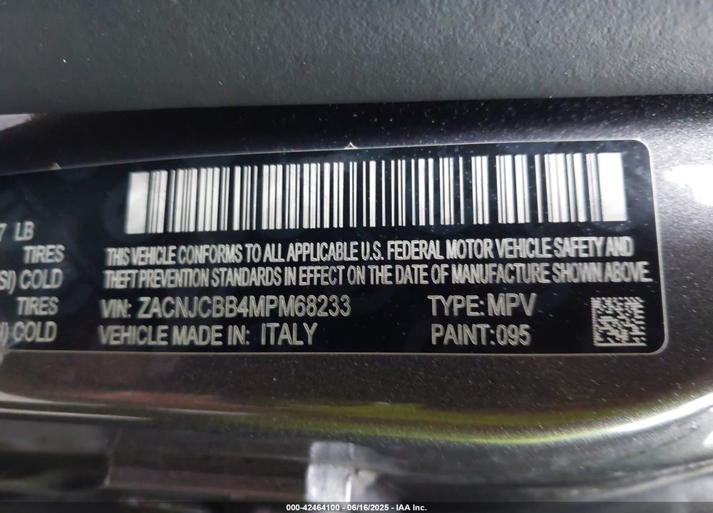 2021 JEEP RENEGADE LATITUDE FWD VIN: ZACNJCBB4MPM68233