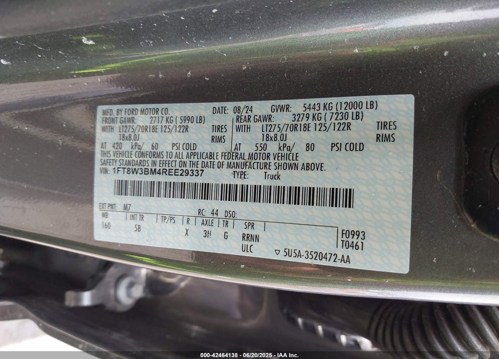 2024 FORD F-350 LARIAT VIN: 1FT8W3BM4REE29337