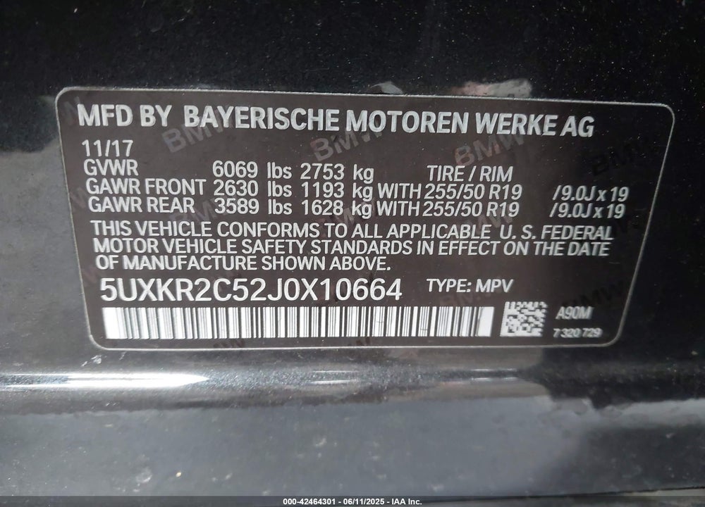 2018 BMW X5 SDRIVE35I VIN: 5UXKR2C52J0X10664
