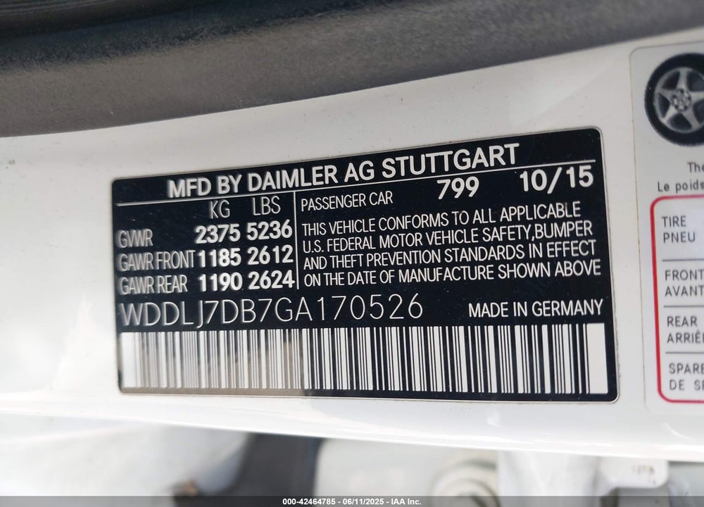 2016 MERCEDES-BENZ CLS 550 VIN: WDDLJ7DB7GA170526