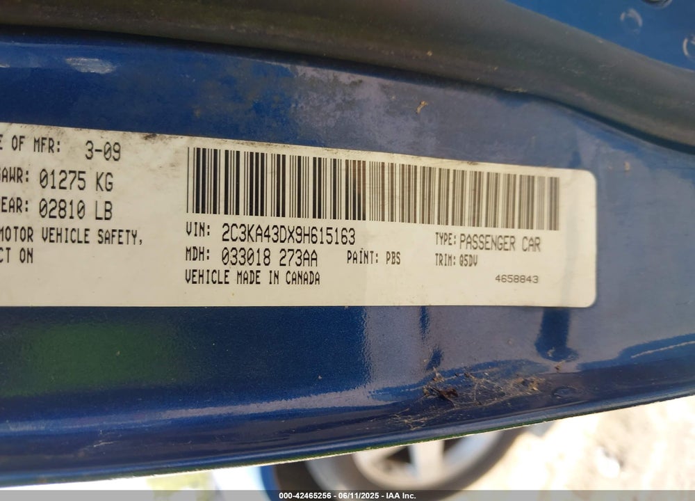 2009 CHRYSLER 300 VIN: 2C3KA43DX9H615163
