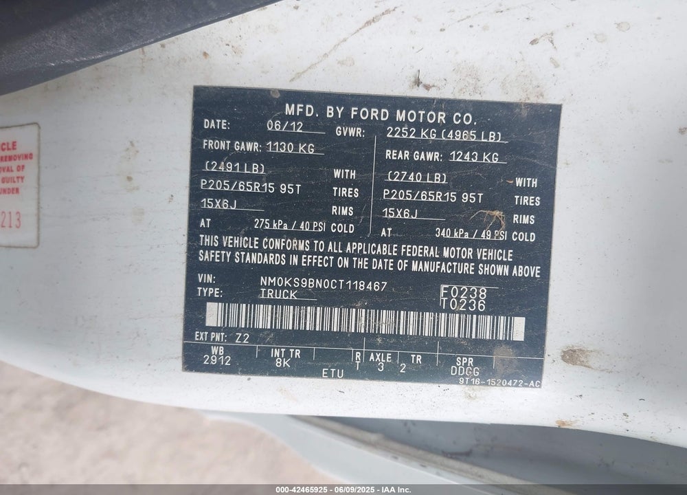 2012 FORD TRANSIT CONNECT XLT VIN: NM0KS9BN0CT118467