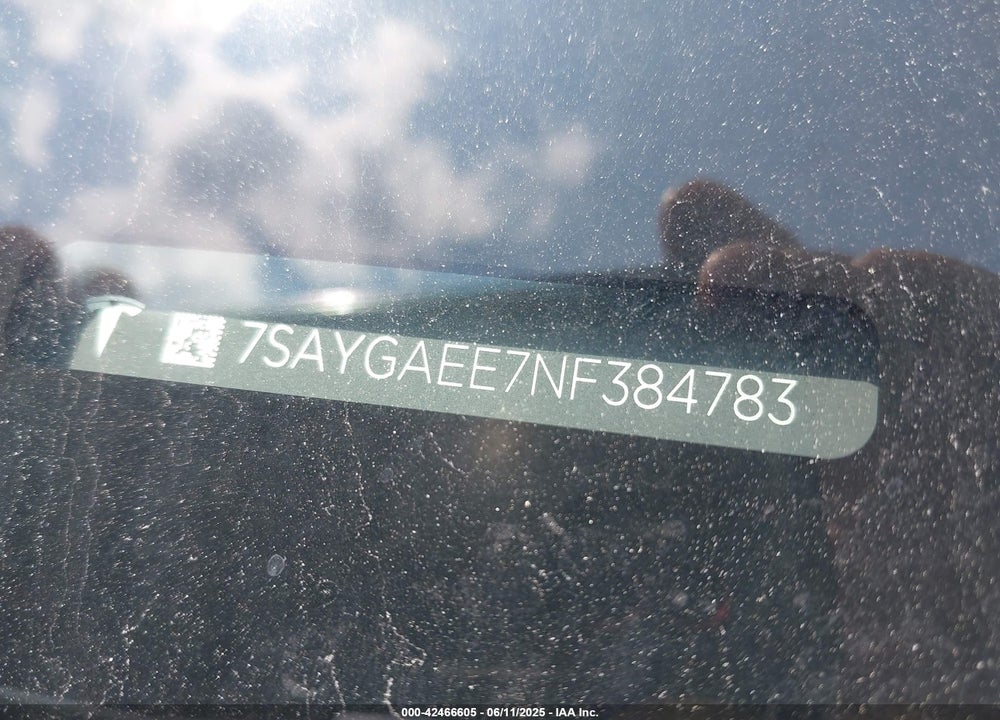 2022 TESLA MODEL Y VIN: 7SAYGAEE7NF384783