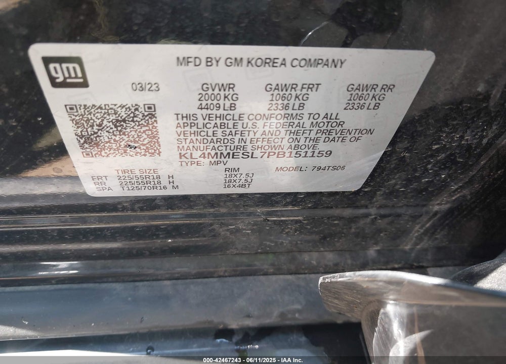 2023 BUICK ENCORE GX VIN: KL4MMESL7PB151159