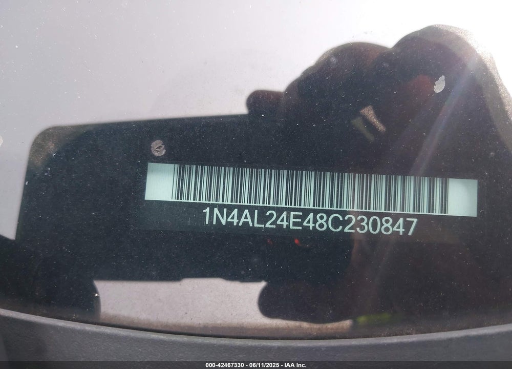 2008 NISSAN ALTIMA VIN: 1N4AL24E48C230847