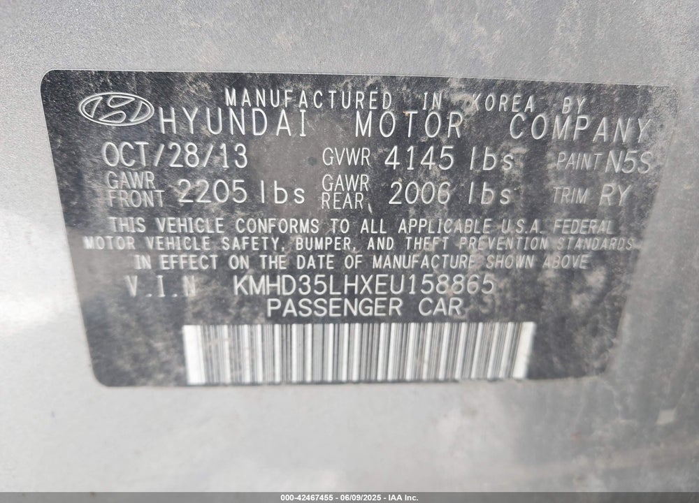 2014 HYUNDAI ELANTRA GT VIN: KMHD35LHXEU158865