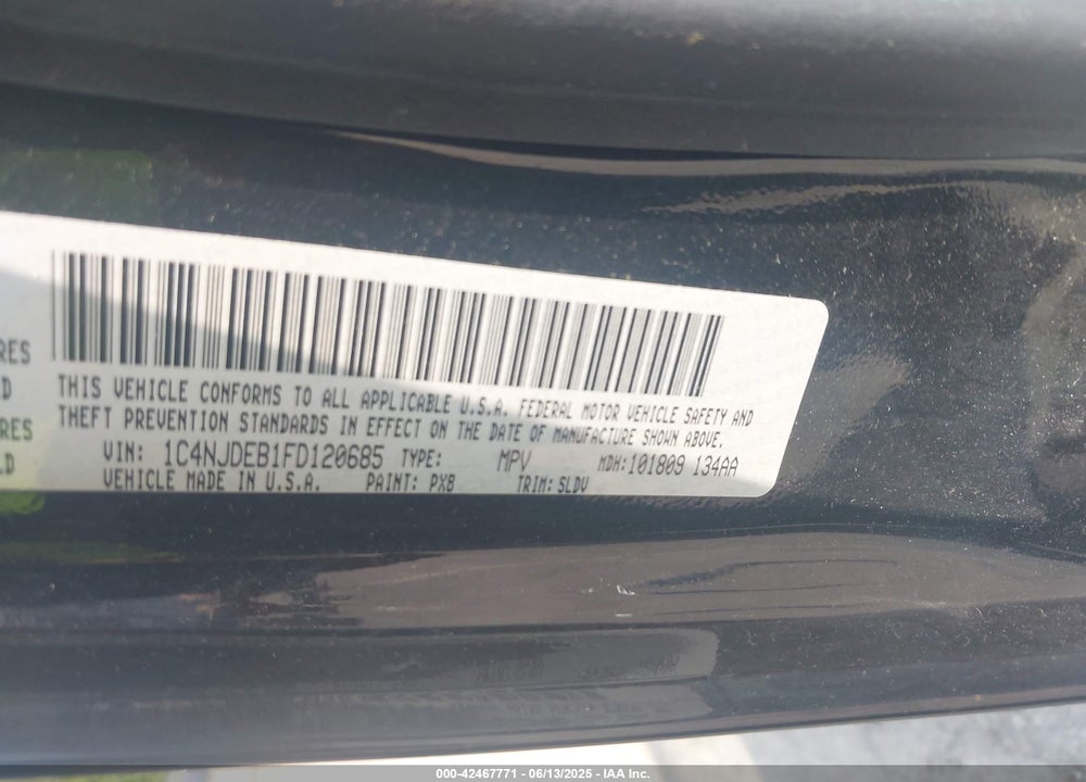 2015 JEEP COMPASS HIGH ALTITUDE EDITION VIN: 1C4NJDEB1FD120685