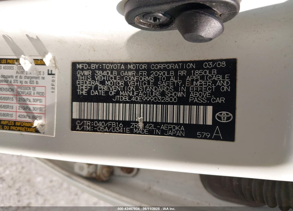 2009 TOYOTA COROLLA VIN: JTDBL40E999032800