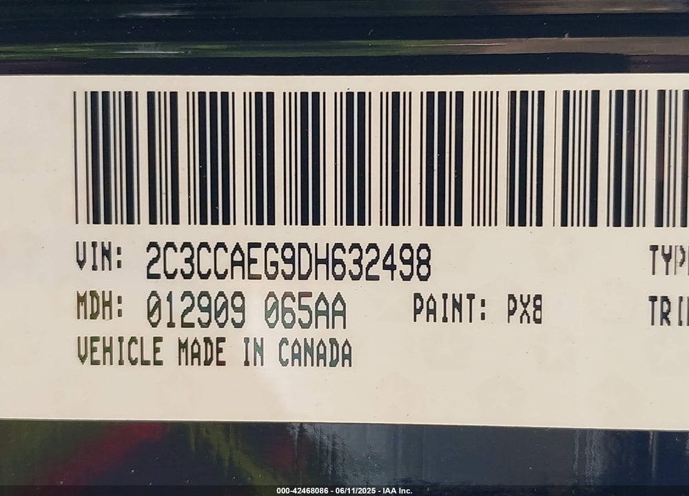 2013 CHRYSLER 300 VIN: 2C3CCAEG9DH632498