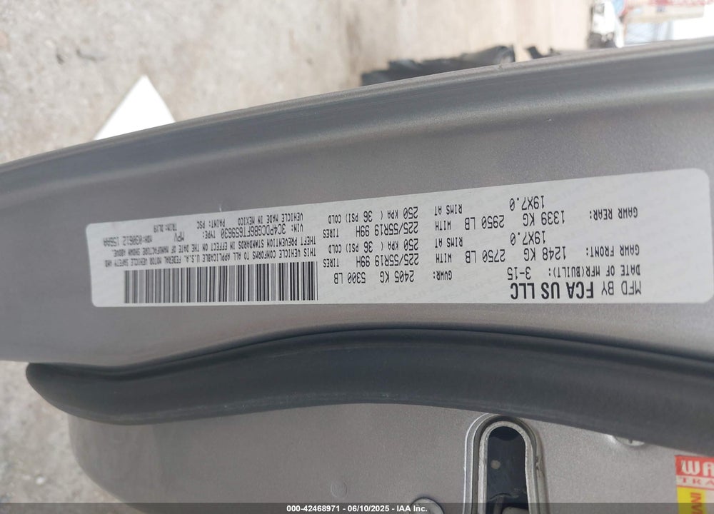 2015 DODGE JOURNEY VIN: 3C4PDCGB6FT659630