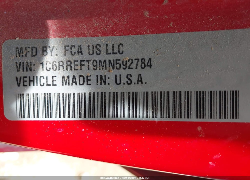 2021 RAM 1500 VIN: 1C6RREFT9MN592784