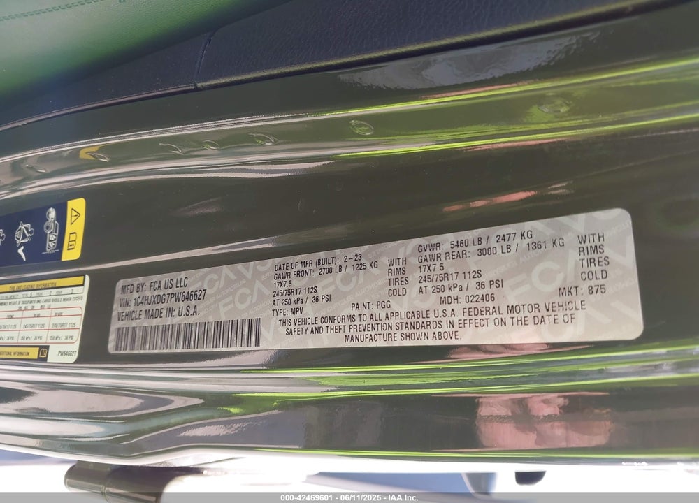 2023 JEEP WRANGLER / VIN: 1C4HJXDG7PW646627