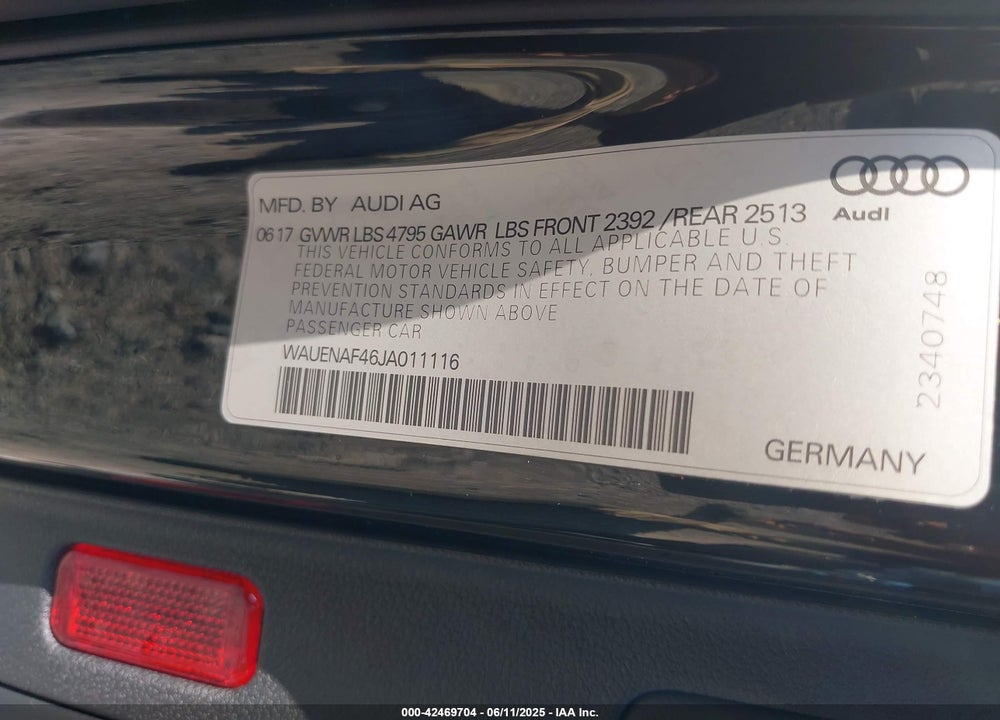2018 AUDI A4 VIN: WAUENAF46JA011116
