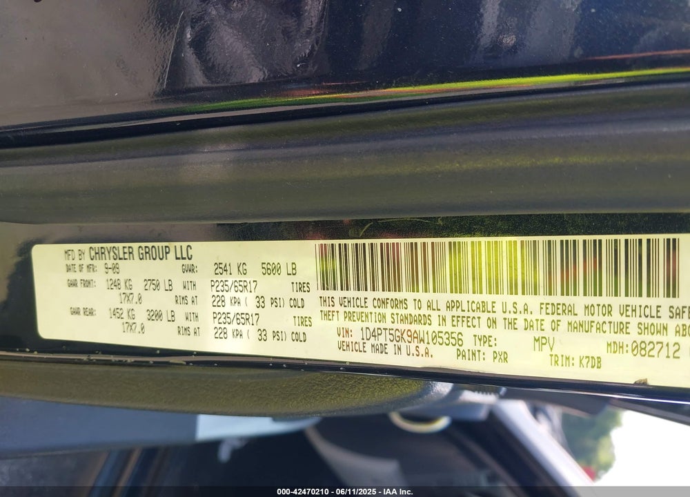 2010 DODGE NITRO SXT VIN: 1D4PT5GK9AW105356