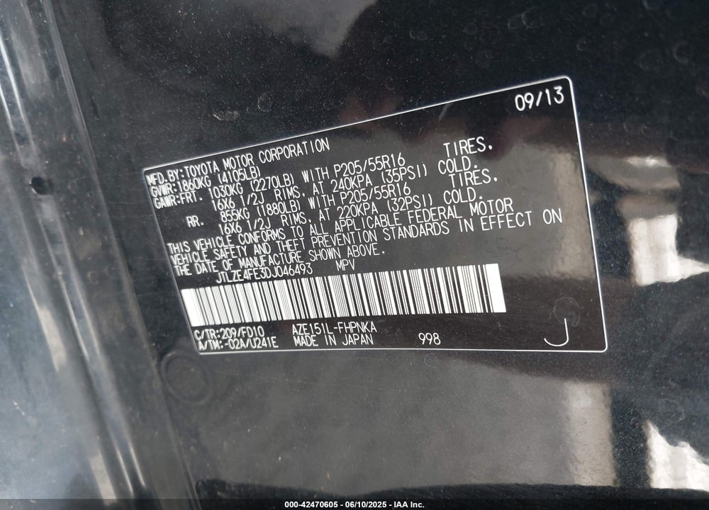 2013 SCION XB VIN: JTLZE4FE3DJ046493
