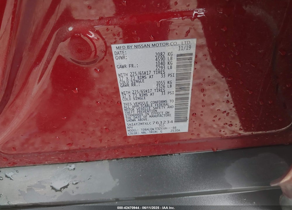 2020 NISSAN ROGUE VIN: 5N1AT2MTXLC763234