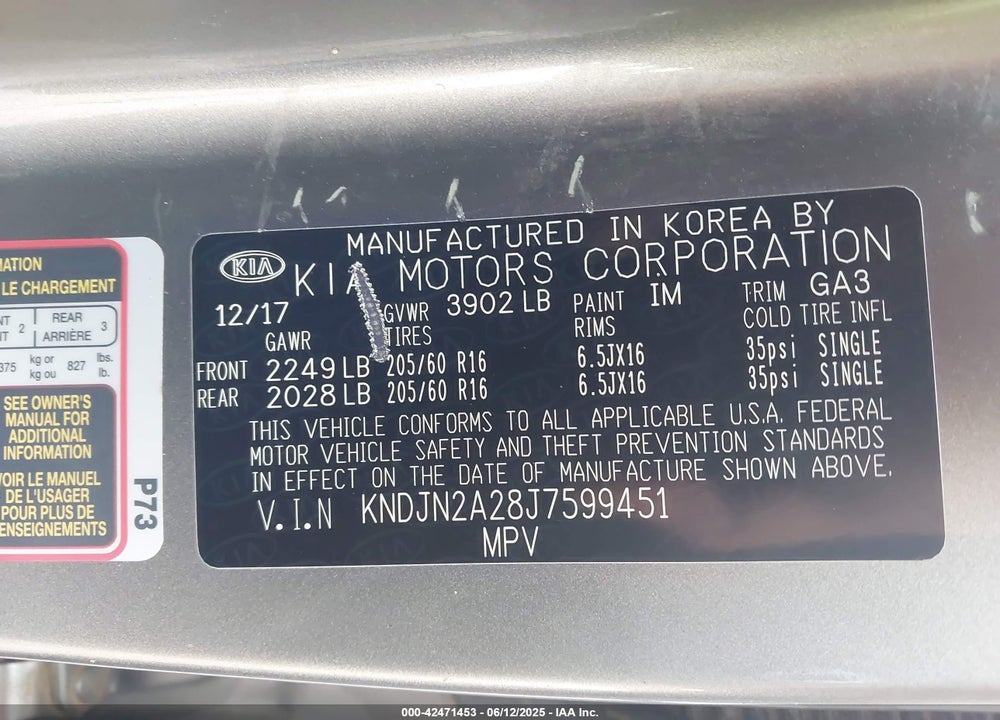 2018 KIA SOUL VIN: KNDJN2A28J7599451
