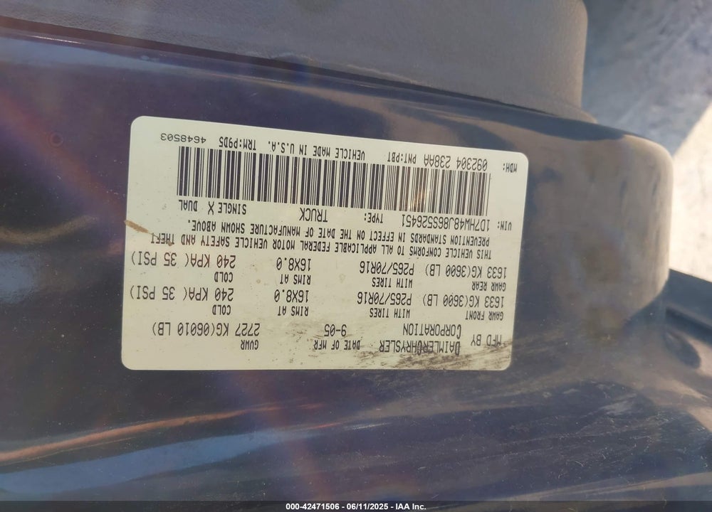 2006 DODGE DAKOTA SLT VIN: 1D7HW48J86S526451