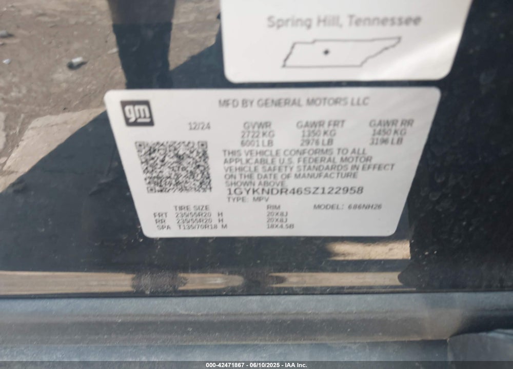2025 CADILLAC XT5 AWD PREMIUM LUXURY VIN: 1GYKNDR46SZ122958