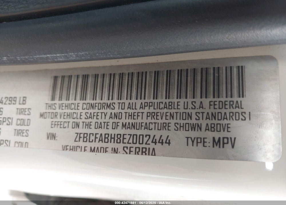 2014 FIAT 500L VIN: ZFBCFABH8EZ002444