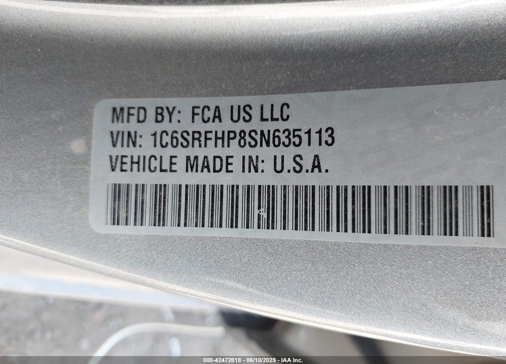 2025 RAM 1500 VIN: 1C6SRFHP8SN635113