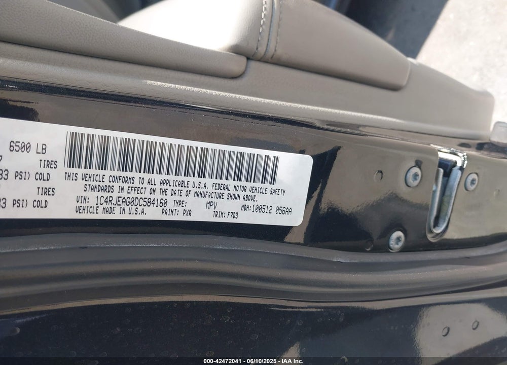 2013 JEEP GRAND CHEROKEE VIN: 1C4RJEAG0DC584160