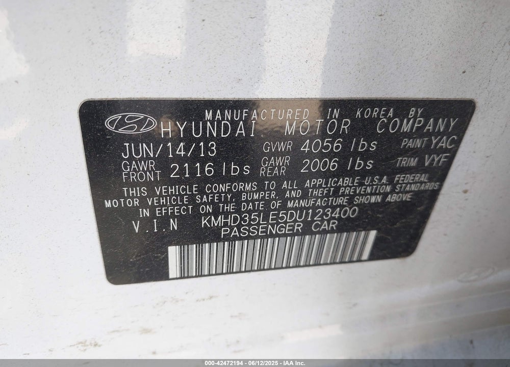 2013 HYUNDAI ELANTRA GT VIN: KMHD35LE5DU123400