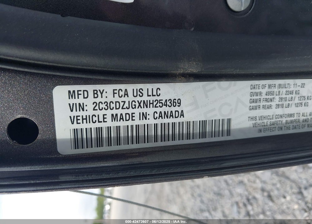 2022 DODGE CHALLENGER GT VIN: 2C3CDZJGXNH254369