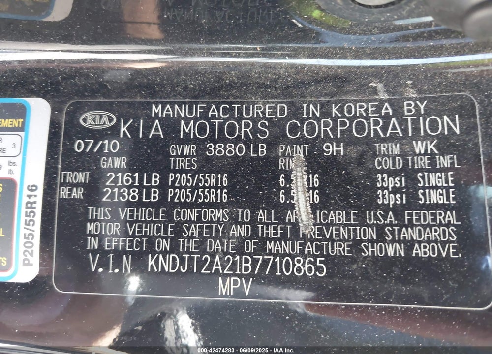 2011 KIA SOUL VIN: KNDJT2A21B7710865