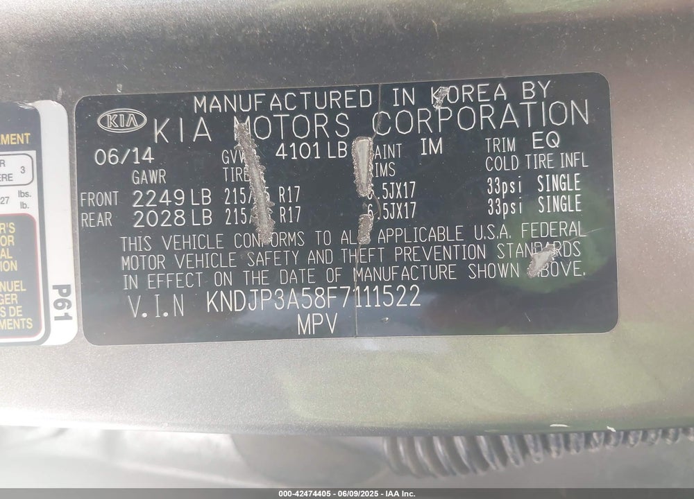 2015 KIA SOUL VIN: KNDJP3A58F7111522