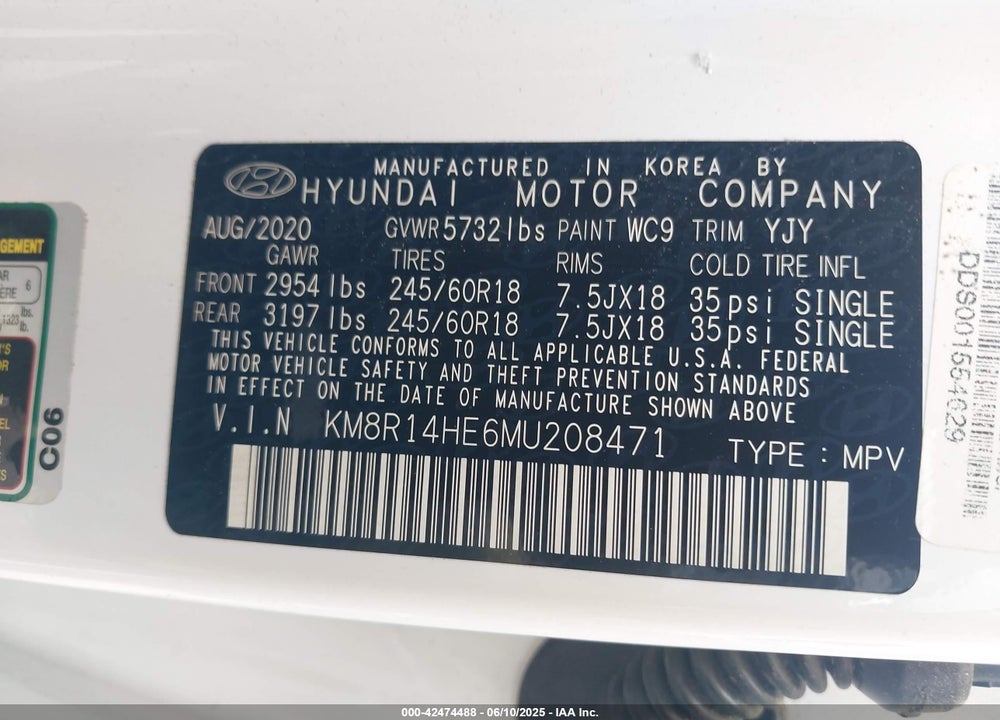 2021 HYUNDAI PALISADE VIN: KM8R14HE6MU208471