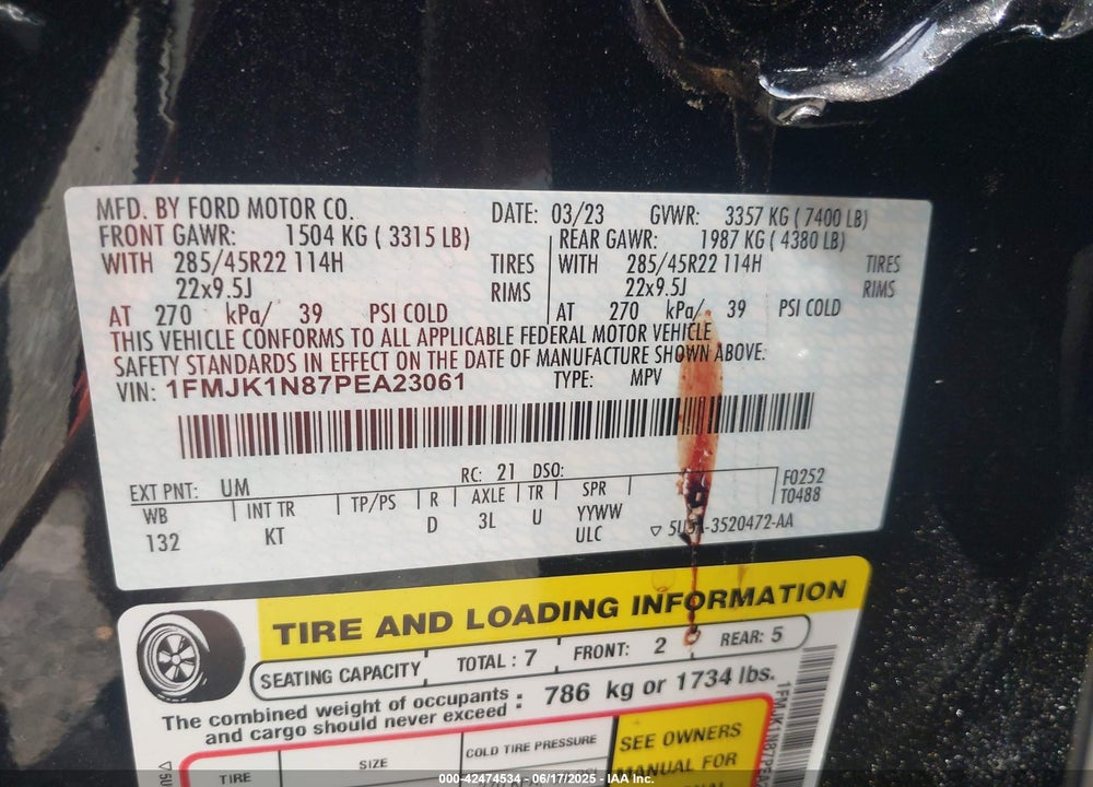 2023 FORD EXPEDITION KING RANCH MAX VIN: 1FMJK1N87PEA23061