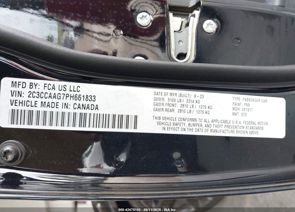 2023 CHRYSLER 300 VIN: 2C3CCAAG7PH661833