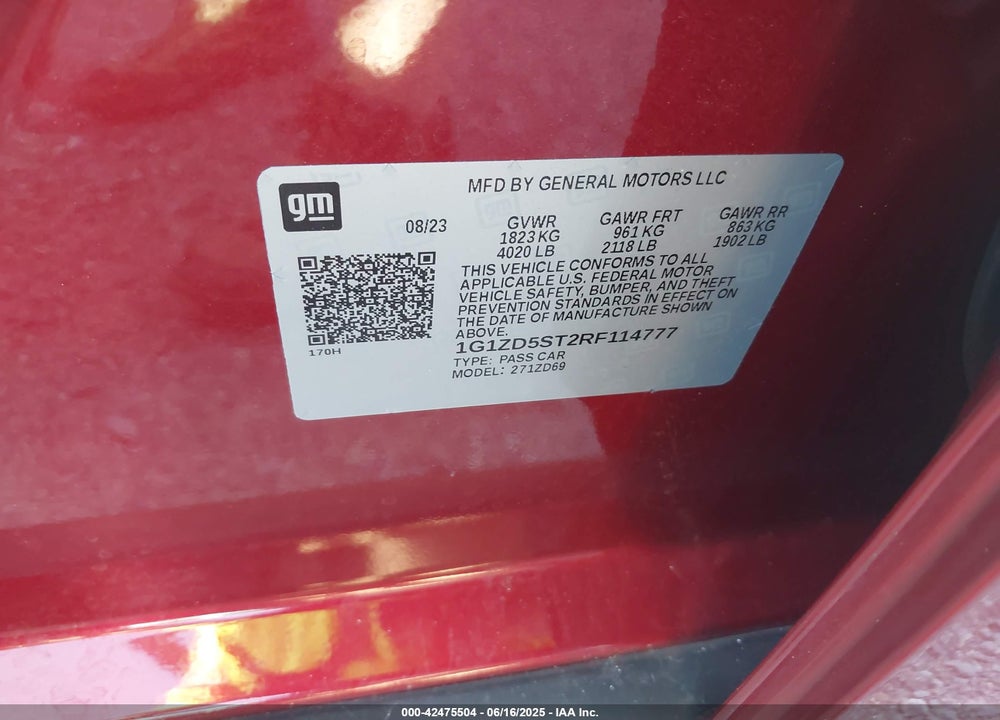 2024 CHEVROLET MALIBU VIN: 1G1ZD5ST2RF114777